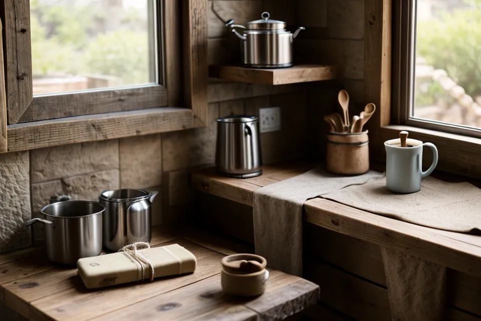 Manos de la pareja descansando sobre la mesa de la cocina, con mate y facturas, después de resolver un malentendido de mensajes de texto.