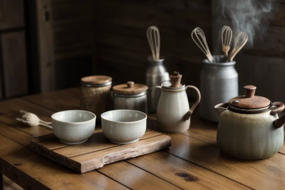 Pava humeante en una cocina con poca luz, el momento previo a una conversación difícil en pareja